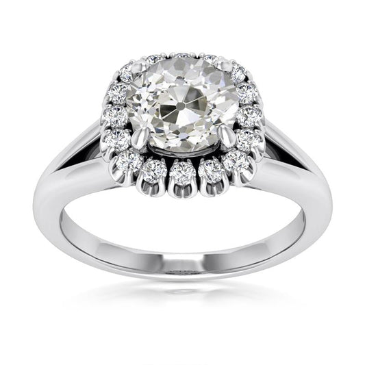 Halo Fede Nuziale Rotonda Vecchio Europeo Genuino Diamanti 4.75 Carati Gambo Diviso