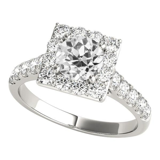 Halo Fede Nuziale Rotonda Vecchio Europeo Naturale Diamante 5.50 Carati Prong Set