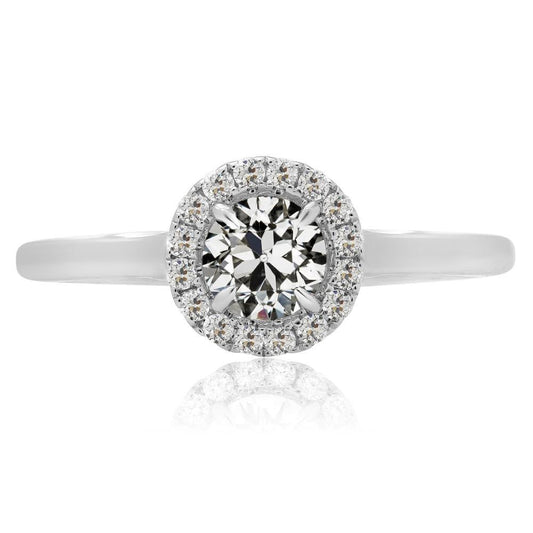 Halo Fede Nuziale Rotonda Vecchio Minatore Naturale Diamante Oro Bianco 3,50 Carati