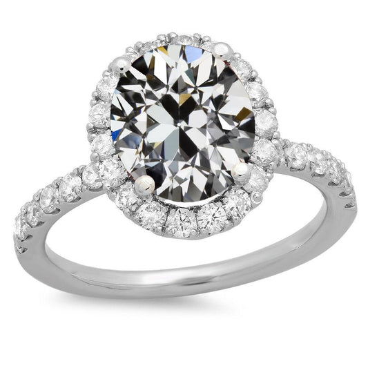 Halo Fede Nuziale Rotonda & Ovale Vecchio Minatore Vero Diamante Oro 11 Carati