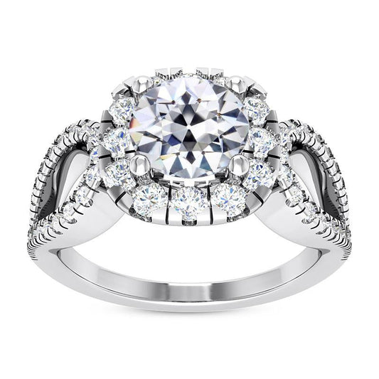 Halo Fede Nuziale Tonda Vecchio Minatore Naturale Diamante Gambo Diviso 7,25 Carati