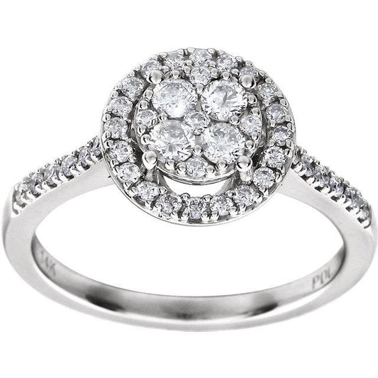 Halo Fidanzamento Cattedrale Anello Vero Diamante 1,15 Carati Gioielli Da Donna