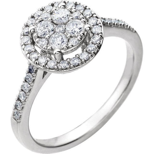 Halo Fidanzamento Cattedrale Anello Vero Diamante 1,15 Carati Gioielli Da Donna