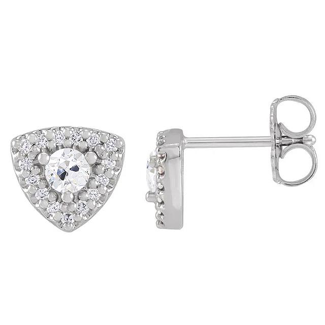 Halo Genuino Diamante Stud Vecchio Taglio Orecchini Gioielli A Forma Di Triangolo Da 4,50 Carati