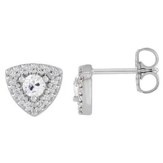 Halo Genuino Diamante Stud Vecchio Taglio Orecchini Gioielli A Forma Di Triangolo Da 4,50 Carati