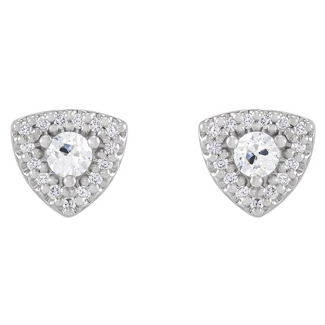Halo Genuino Diamante Stud Vecchio Taglio Orecchini Gioielli A Forma Di Triangolo Da 4,50 Carati