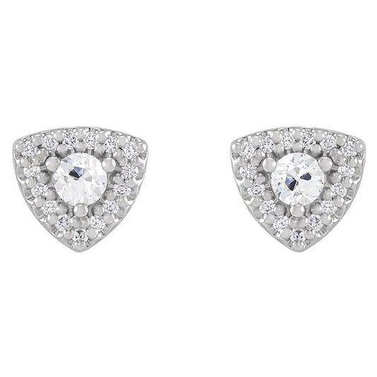 Halo Genuino Diamante Stud Vecchio Taglio Orecchini Gioielli A Forma Di Triangolo Da 4,50 Carati