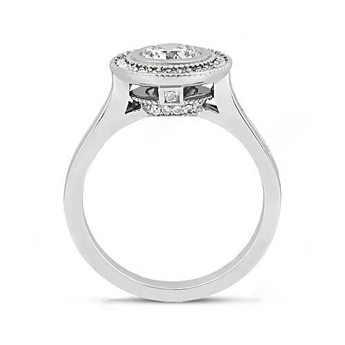 Halo Genuino Diamond Ring 2.22 Carati Di Fidanzamento Da Donna In Oro Bianco