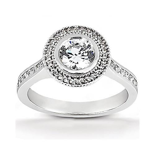 Halo Genuino Diamond Ring 2.22 Carati Di Fidanzamento Da Donna In Oro Bianco