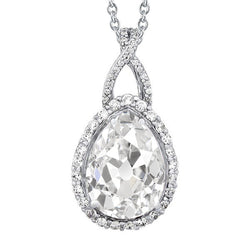 Oro Bianco 14K Diamante Fine Pendente a Goccia – 3-carati Taglio