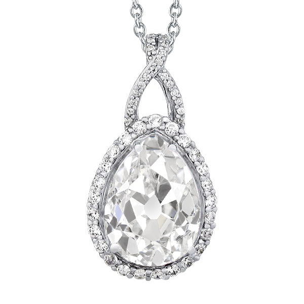 Diamante Fine Pendente a Goccia 3-carati Oro Bianco 14K – vista principale