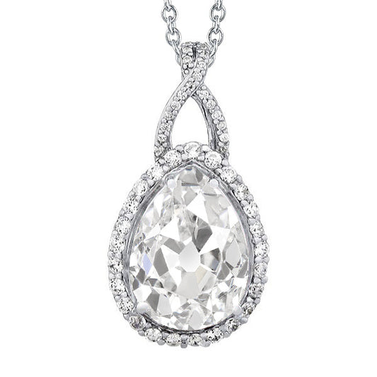 Diamante Fine Pendente a Goccia 3-carati Oro Bianco 14K – vista principale