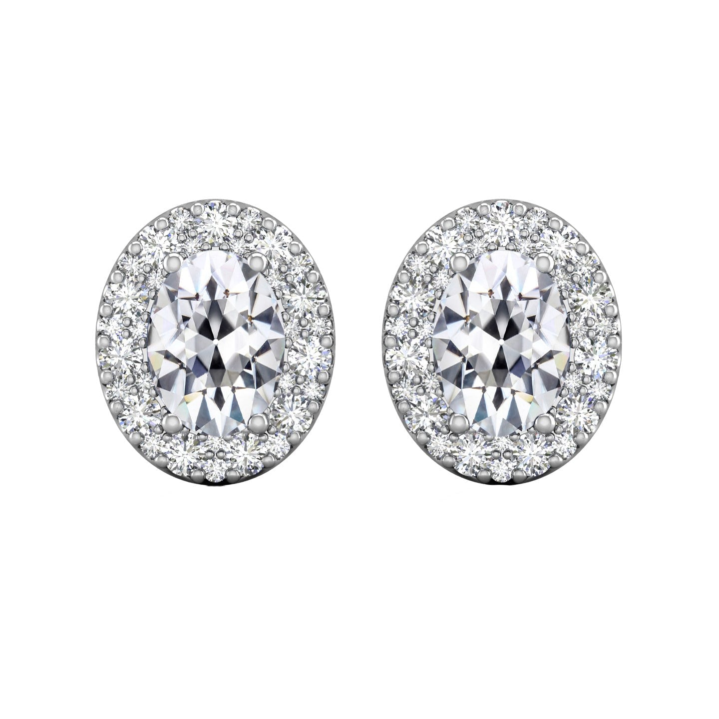 Diamante Cuscino Antico Orecchini in Oro Bianco 14K – vista principale