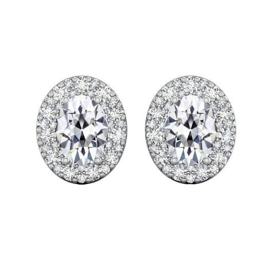 Diamante Cuscino Antico Orecchini in Oro Bianco 14K – vista principale