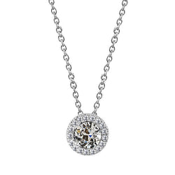 Oro Bianco 14K Diamante Fine Pendente – 2-carati Cuscino Antico