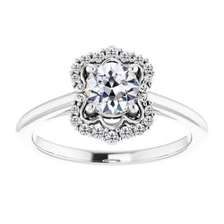 Halo Il Giro Old Mine Cut Anello Con Vero Diamanti A 4 Punte, 3,50 Carati