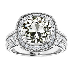 Halo Il Giro Old Mine Cut Genuino Diamante Ring 14K Gioielli In Oro 6,50 Carati