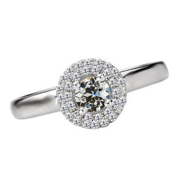 Halo Il Giro Old Mine Cut Naturale Diamante Ring 14K Gioielli In Oro 3 Carati