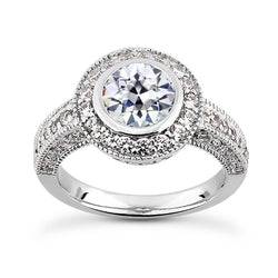 Halo Il Giro Old Mine Cut Vero Diamante Ring Bezel Vintage Style 5 Carati