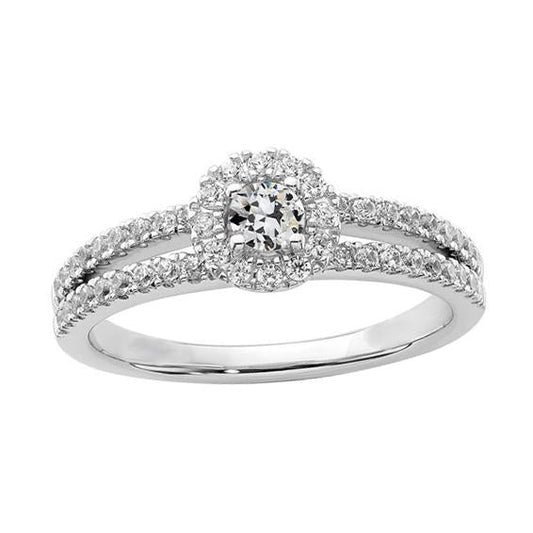 Halo Il Giro Old Mine Cut Vero Diamante Ring Gambo Diviso 2,50 Carati