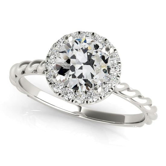 Halo Il Giro Old Mine Cut Vero Diamante Ring Prong Rope Style 3,50 Carati
