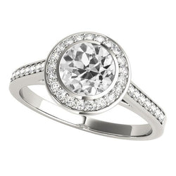 Halo Il Giro Vecchio Minatore Genuino Diamante Ring Con Castone Accenti Set 5 Carati