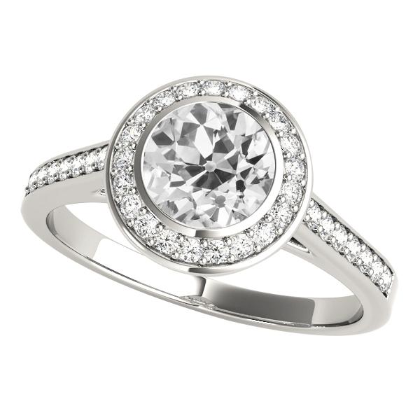 Halo Il Giro Vecchio Minatore Genuino Diamante Ring Con Castone Accenti Set 5 Carati