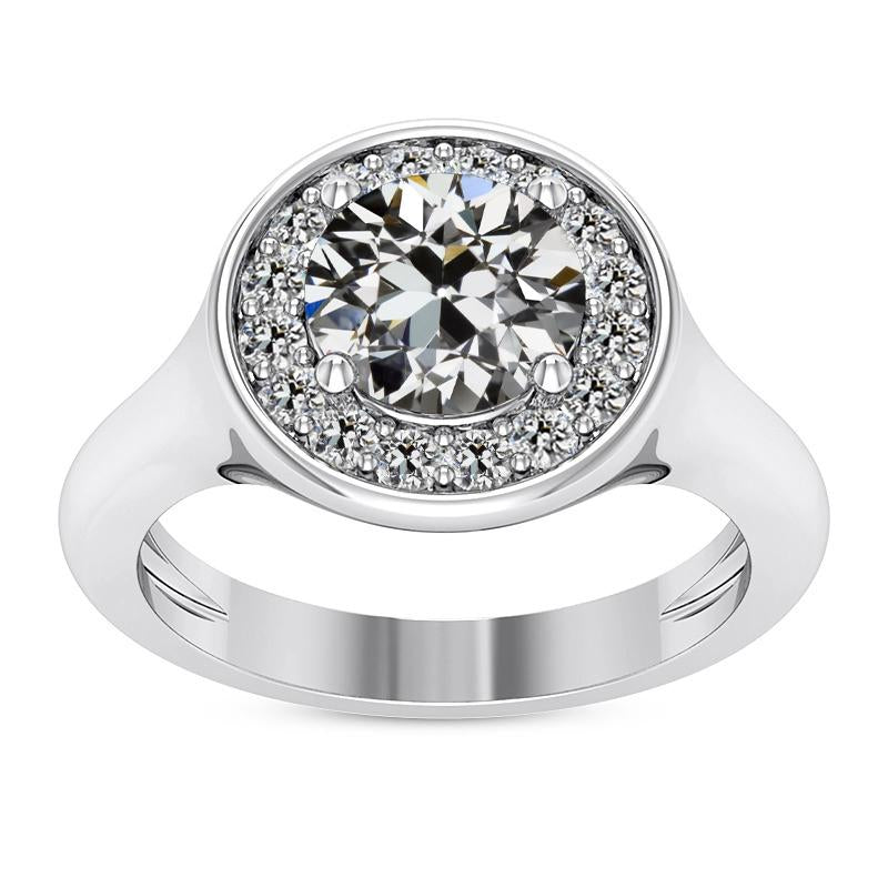 Halo Il Giro Vecchio Minatore Genuino Diamante Ring Ladies Jewelry Oro 5 Carati