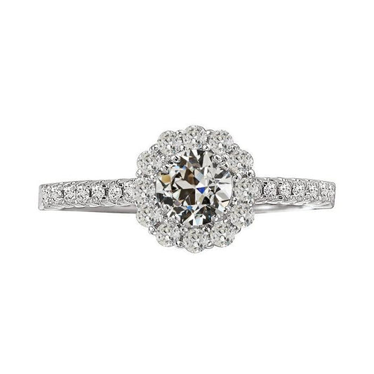 Halo Il Giro Vecchio Minatore Naturale Diamante Anniversary Ring Oro Bianco 14K 4 Carati