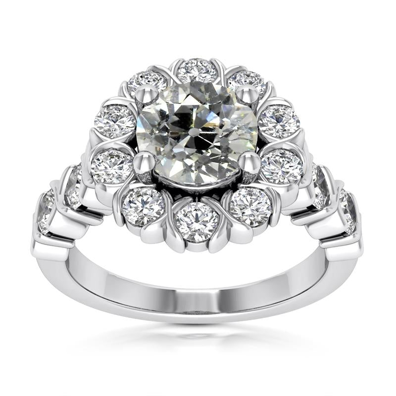 Halo Il Giro Vecchio Minatore Naturale Diamante Ring 5,25 Carati Gioielli In Stile Fiore