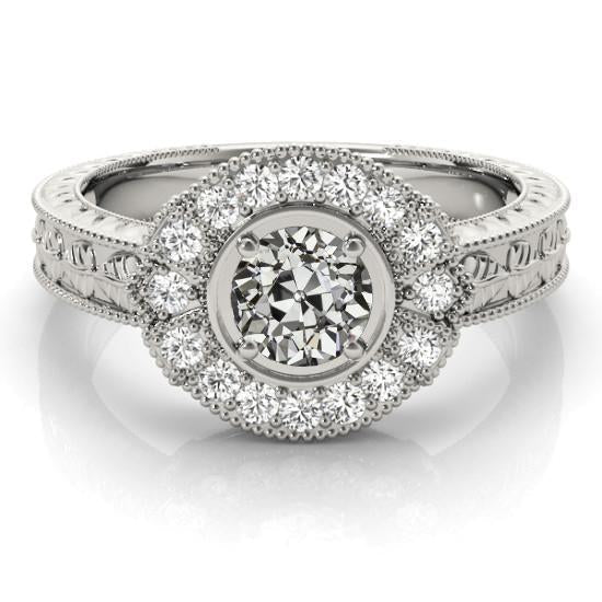 Halo Il Giro Vecchio Minatore Vero Diamante Ring Prong Stile Vintage 3 Carati