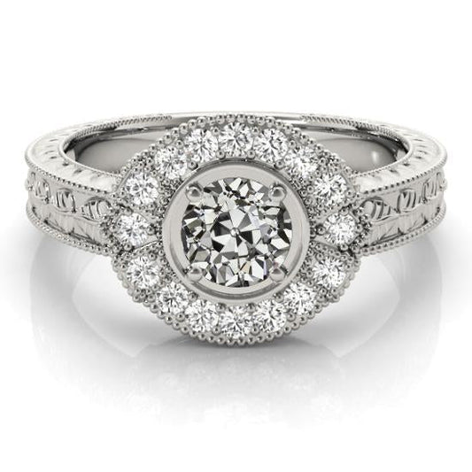 Halo Il Giro Vecchio Minatore Vero Diamante Ring Prong Stile Vintage 3 Carati