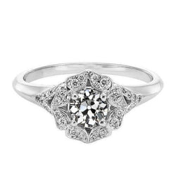 Halo Il Giro Vecchio Minatore Vero Diamante Wedding Ring Flower Style 2,50 Carati