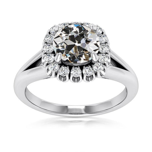 Halo Il Giro Vecchio Minatore Vero Diamante Wedding Ring Gambo Diviso 5,75 Carati