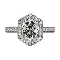 Halo Il Giro Vecchio Minatore Vero Diamante Wedding Ring Ladies Jewelry 5,50 Carati
