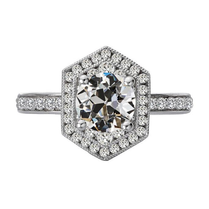 Halo Il Giro Vecchio Minatore Vero Diamante Wedding Ring Ladies Jewelry 5,50 Carati