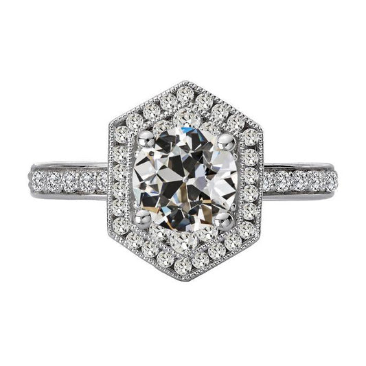 Halo Il Giro Vecchio Minatore Vero Diamante Wedding Ring Ladies Jewelry 5,50 Carati