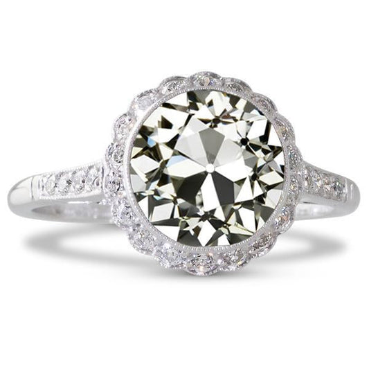 Halo Il Giro Vecchio Taglio Naturale Diamante Ring Bezel Set Flower Style 5 Carati