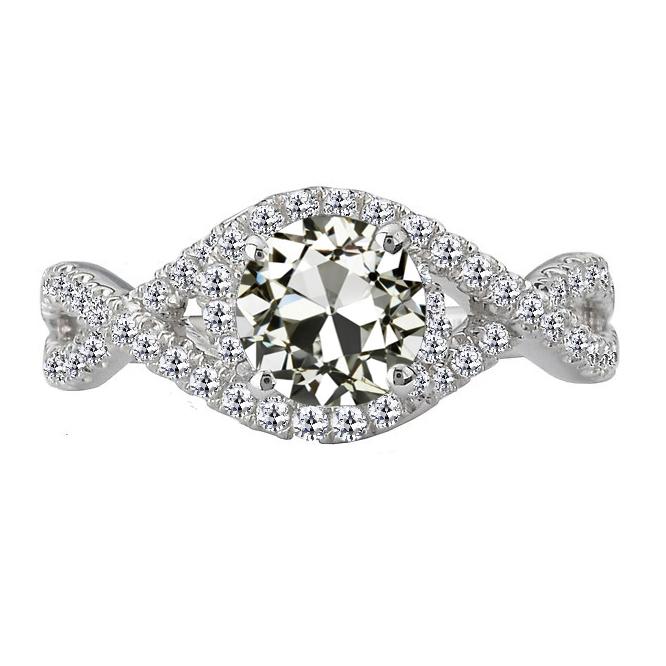 Halo Il Giro Vecchio Taglio Vero Diamante Ring Infinity Style 6 Carati Oro 14K