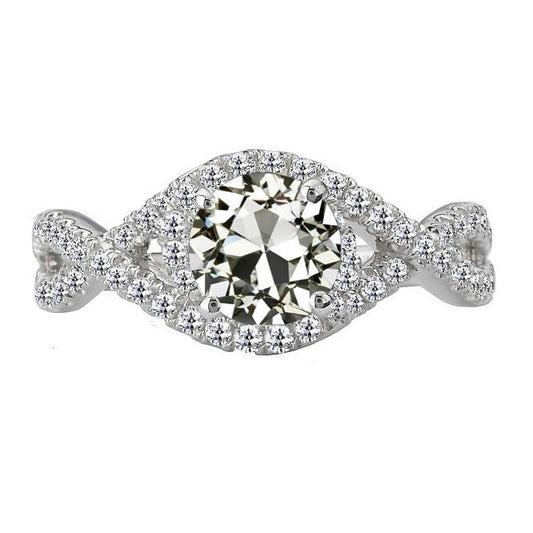 Halo Il Giro Vecchio Taglio Vero Diamante Ring Infinity Style 6 Carati Oro 14K