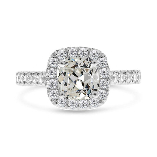 Halo Il Giro & Cushion Anello Con Genuino Diamanti A Taglio Antico Con Accenti 8 Carati