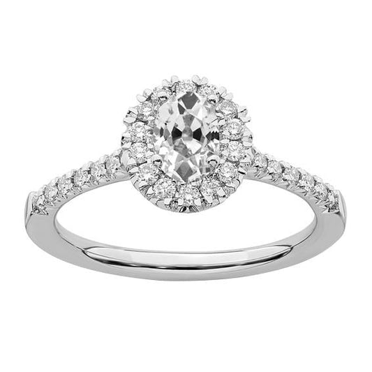 Halo Il Giro & Oval Old Mine Cut Genuino Diamante Ring Fishtail Set 4 Carati