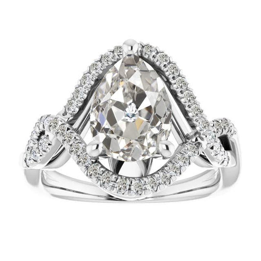 Halo Il Giro & Pera Anello Con Vero Diamante A Taglio Antico Prong Infinity Style 7 Carati
