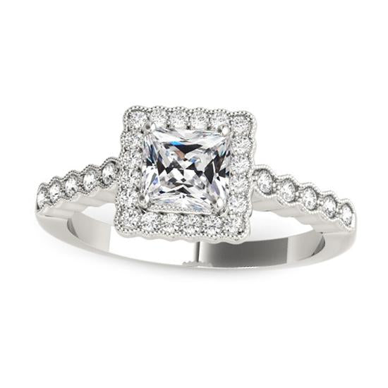 Halo Il Giro & Square Cut Vecchio Minatore Vero Diamante Ring Jewelry 4,25 Carati