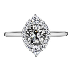 Anello di Fidanzamento Halo Oro Bianco 14K – Brillante Cuscino
