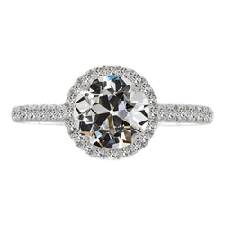 Diamante taglio Taglio Old Mine Anello Halo 2,50 carati – Oro