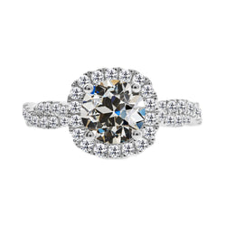 Di lusso Cuscino Antico Diamante Anello Halo – 2 carati Oro