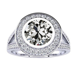 Brillante Anello Halo – Taglio Old Mine 3,50 carati Oro 14