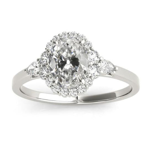 Halo Oval Old Mine Cut Naturale Diamante Ring Gioielli Da Donna In Oro 5 Carati