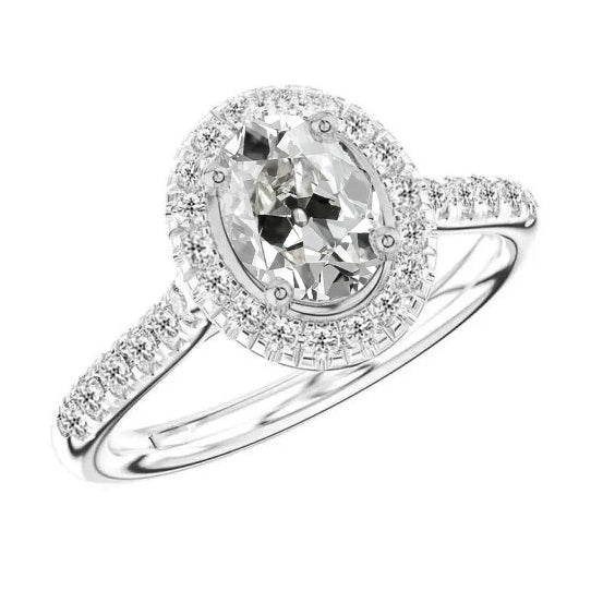 Diamante Fine Anello Halo 3-carati Oro 14 Carati Bianco – vista principale